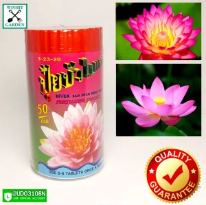 ปุ๋ยใส่บัว ปุ๋ยไม้น้ํา เร่งโตออกดอก น้ําใส บัวสีสด มีสองแบบให้เลือก แบบกระปุกมี 50 ก้อน แบบแผง 12 ก้อน ไม่เป็นอันตรายต่อสัตว์น้ํา