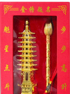 Đồ Trang Trí Bàn Làm Việc Bằng Hợp Kim Zn Hình Tháp Văn Hóa Confucius Để Trang Trí Phòng Đọc Quy Fu Kongming Tower Kinh Điển Mới