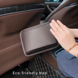 SEAMETAL Portable Car Trash Can Waterproof Leather Storage Bin Auto Door Hanging Storage Box Car Organizer