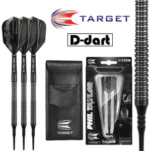 TARGET SOFT TIP DARTS - 19G PHIL TAYLOR 80%TUNGSTEN DART SET ORIGINAL ELECTRONIC DART