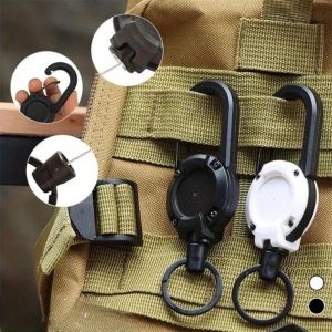 1pcs Retractable Carabiner Wire Rope Buckle Keychain Anti-Lost Easy Pull Outdoor ID Badge Cord Holder