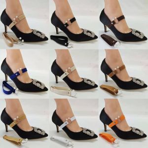ST78FXHTC Women Lazy Shoelace Locking High Heels U-shaped Pearl Anti-skid Straps Bundle Shoelace Ankle Tie Band