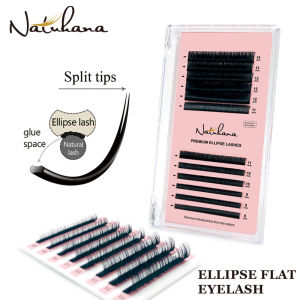 NATUHANA Matte Flat Ellipse Eyelash Extensions Split-tips Individual Lashes 8-15mm Mix Volume False Eyelashes