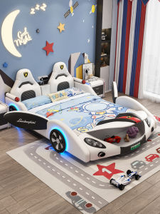Childrens Bed for Small Apartment Boys Bed for Car Boys Solid Wood Bed M Creative Baby Single Bed Racing Double Bed