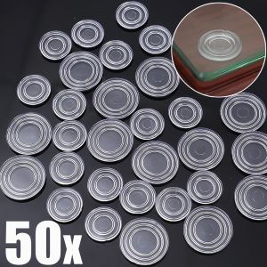 50Pcs Glass Anti Slip Pad Round Transparent Glass Table Bumpers Non Adhesive Bumpers Pad Soft PVC Suction Pad for Table Glass