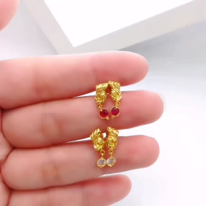 Subang Budak Peacock Skru Design Indian Emas 916 Yon Hing