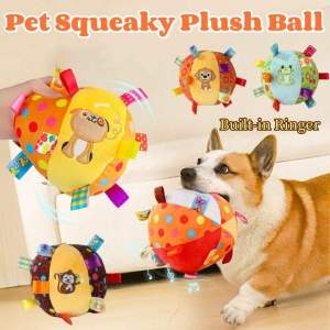 Dog Sound Toys Balls Plush Soft Chew Toys Pet Squeaky Ball with Ring Bell Reducing Boring Puppy Gift