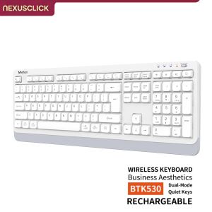 NexusClick Dual Mode 2.4G Wireless Bluetooth Low Profile Keyboard Rechargeable Full Size Ergonomic Silent Keycap for Home Office