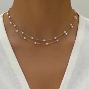 สร้อยคอโซ่ไข่มุกปลอมสไตล์อินส์สำหรับผู้หญิง โซ่ไข่มุกปลอมที่สวมใส่สบายและทันสมัยสำหรับการเดินทางไปทำงาน