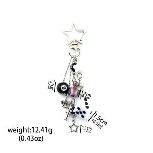 Hip-hop Y2K Black 8 Billiard Star-shaped Dice Ball Keychain Classic Alien 8 Star Burst Punk Cool Pendant Mobile Phone Bag Chain