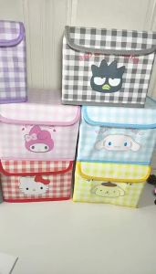 Sanrio กล่องเก็บของ ลายสก๊อต Kulomi Melody เครื่องเขียน PU เครื่องสําอาง ดูแลผิว ของจิปาถะ กล่องจัดระเบียบ