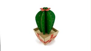 MFK04A - 7x7x14 cm - Cây xương rồng lắp ráp bằng giấy carton để bàn trang trí bộ xếp hình sáng tạo