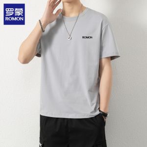 Romon Mens Short Sleeve T-Shirt round Neck Casual Thin Style Summer New Fashion Match Leisure Half Sleeve Mens Clothing