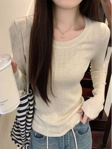 Chic Korean Style Women's Long Sleeve Base Shirt: An Elegant & Comfortable Top