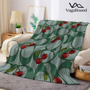 BILIBILI | Vintage Cherry Monogram Flannel Blanket Warm Soft Halloween Christmas Decorative Couch Warm Cozy All-Season Gift
