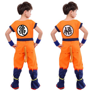 Anime Dragon Ball Goku Costume Adult Kids Son Goku Turtle Fairy Full Suits Super Saiyan Cosplay Costume Top Pants Belt Wristband Boot Tail Orange Uniform Sets Halloween Role-Playing Costumes