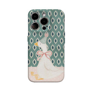 Potdemiel | Pink Bow White Goose Phone Case for IPhone 18 17 16 15 14 13 12 11 X XS XR XSMAX 7 8 Pro Max Plus Double-layer Back Cover