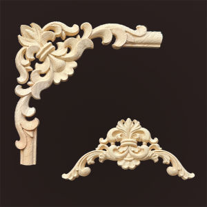 Dongyang Wood Carving Solid Wood Corner Flower Cabinet Door European Style Background Wall Wedding Decoration Ornaments