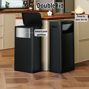 32L Commercial Trash Can Dustbin Double Open LidHotel Garbage Bin Large Capacity tall Trash Bin