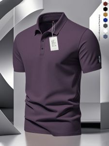 Mens Polo Shirt Short Sleeve Turn-down Collar Regular Fit Summer Business Cotton Polyester Blend Fashionable Retro Top