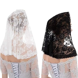 Rose Lace Mantilla Veil Lace Ladies Wedding Veil Arc Shape Lace Veil Vintage Turban Veil