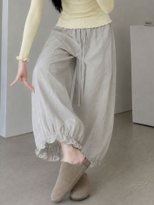 YAYANGREN | Light Khaki Flower Bud Pants Loose Fit Summer Light
