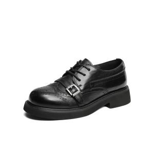 Belle | Womens Brogue Monk Strap Oxford Shoes Thick Sole