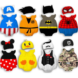 ชุดปีนเขาทรงสามเหลี่ยมใส่ช่วงฤดูร้อนสำหรับเด็กทารกชายและหญิงรอมเปอร์สูททำจากแตงโมชุดบอดี้สูทสำหรับเด็กทารกชุดถ่ายรูปผ้าฝ้ายแท้คลุมด้วยผ้าบาง