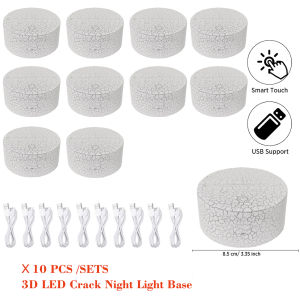 10PCS Acrylic Light Board Base Crack 7 Colors Decorative Light Display Stand Touch Switch LED Lamp Base for Acrylic Resin Glass