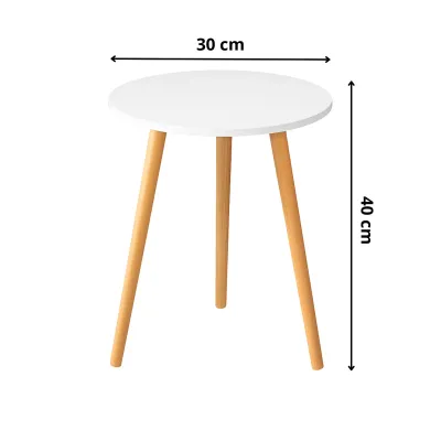 Meja Bulat Putih Minimalis dengan Kaki Bulat - Meja Ruang Tamu Aesthetic Termurah. Meja samping tempat tidur dengan desain sederhana dan elegan. Cocok untuk ruang tamu atau kamar tidur.
