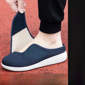 Foot Swelling Special Slippers Men Non Slip Elderly Closed Toe Half Support Cloth Shoes Widened and Fattened Big Foot Bone Diabetic Foot Shoes