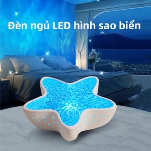Đèn Ngủ LED Hình Sao Biển Có Thể Sạc Lại Máy Chiếu Sóng Biển Phía Bắc Trang Trí Phòng Ngủ Lãng Mạn Đèn Bàn Mới Lạ Cho Lễ Hội
