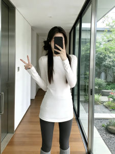 SUHUIQIAN | White Buttocks-Covering Long Sleeve T-shirt