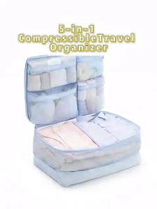 Travel Organizer Bag 5 in 1 Compression Packing Cubes Large Capacity Space Saving for Business Trips and Vacation