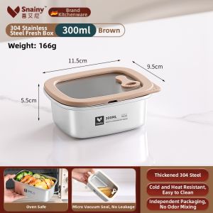 Snainy | Food-Grade 304 Stainless Steel Sealed Food Box