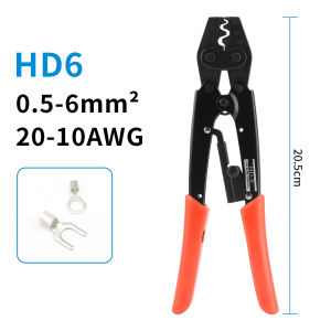 Crimper Plier Ratchet Crimping Tool for Non-Insulated Terminals AWG 22-6 Polished Jaw Pressure Regulating Device