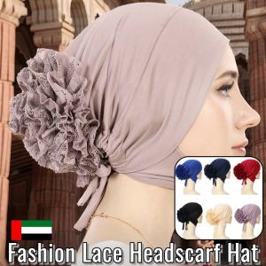 Muslim Lace Headscarf Hat Muslim Women Inner Hat Hijab Scarf Islamic flower Headscarf Wrap Bonnet Cover Caps Turban Headwear Underscarf