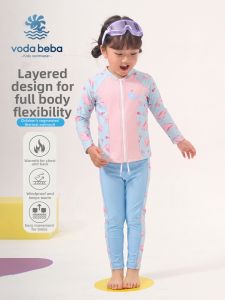 VODABEBA | UV Protection Warmth Thermal Long Sleeve Separate Girls Swimsuit