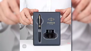 Parker IM Metal Ink Pen Brilliant Bright Black/White Clip Fine Nib Fountain Pen Ink Gift Box