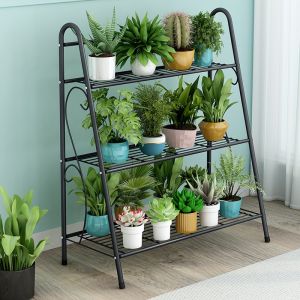 LOOGU (COD) 4 Tiers Metal Plant Flower Rack Indoor Outdoor Flower Pot Holder Plant Stand Display Garden Balcony Plant Stand Rack