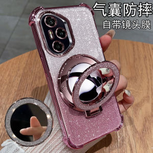 Honor300 pro Ultra Transparent Silicone Phone Case with Stand Full Lens Protection Shockproof Anti-Drop Soft Por Design for Women