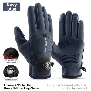 West Biking | WEST BIKING Self-Locking Cycling Gloves Winter Windproof Thermal Full Finger Gloves Touchscreen Motorcycle MTB Road Bike Gloves