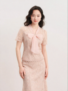 Koradior | Graceful Lace Short Sleeve Womens Shirt