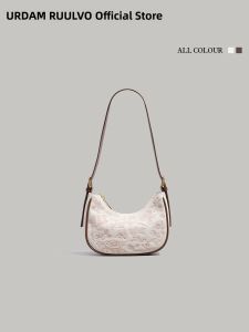 URCDN RDALVO | Chinese Embroidery Crescent Bag Casual and Work Shoulder Canvas Bag