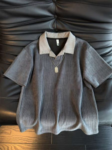 LIUBU | American Vintage Plaid Stripe Polo Shirt Short Sleeve