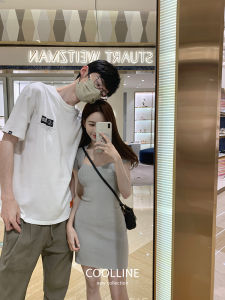 COOLLINE ชุดเดรสชิ้นเดียวสีบริสุทธิ์สําหรับผู้หญิงเดรสยาวแขนสั้นสําหรับปาร์ตี้วันเกิดฤดูร้อนผลลดความอ้วน