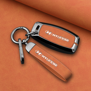 Zinc Alloy Goatskin Genuine Leather Flip Car Key Case Cover Chain Folding Remote Fob Shell Holder Keychain Frosted Buttons Protector For Hyundai Santa For Hyundai Elantra Avante Accent Tucson Santa Fe Venue Kona Grand i10 i20 Sonata