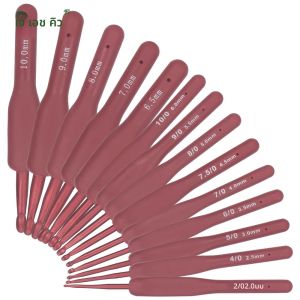 14 PC สีแดงถักและทอผ้าชุดเครื่องมือTPR ซิลิโคนอลูมิเนียมโครเชต์ตะขอDIY ถักเสื้อกันหนาว & Creative Art Project ชุดเครื่องมือ