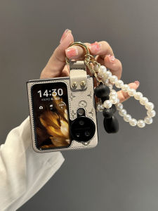 Luxury Feel OPPO Find N3 Flip Phone Case New Foldable Screen Strap Protective Leather Wristband Anti-Fall Pocket Small Crossbody Bag Case