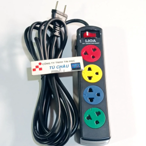 Ổ cắm điện LIOA 4SND3 / 4 lỗ cắm dài 3m Dòng 10A (Max 2200W) bảo vệ tải CB công tắc ON-OFF
